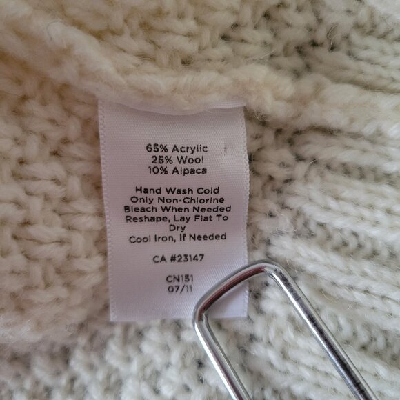 Talbots Chunky Knit Cowl Neck ¾ Length Sleeve Sweater, Women’s Petite M, Cream - Picture 9 of 11